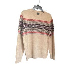 J crew 100% Lamb Wool Pull over crew neck Sweater Light Brown M